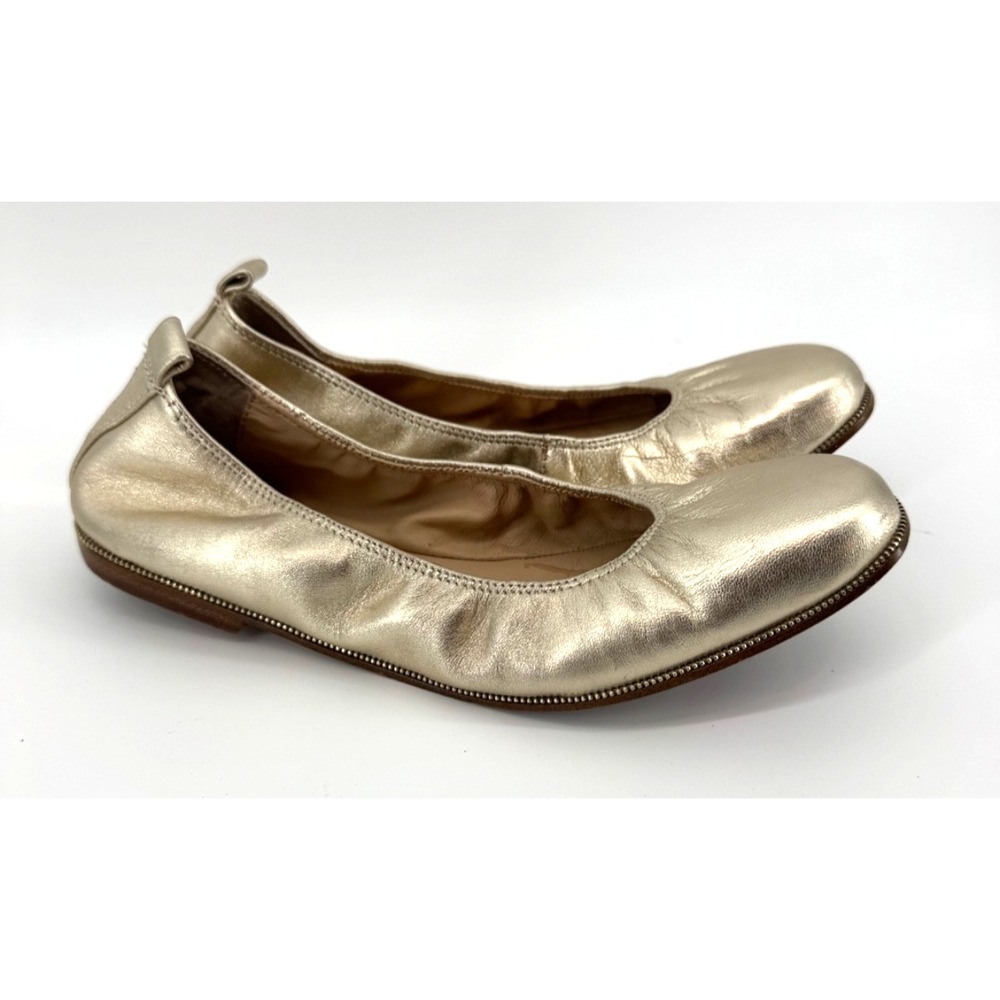 Botkier Gold Metallic Leather Ballet Flats sz 8 Slip On Round Toe Women Shoes
